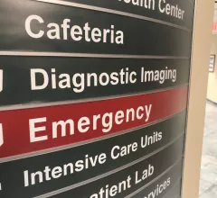 Diagnostic imaging radiology and the emergency room direction signs at Northwestern Medicine Central DuPage Hospital in the Chicago western suburbs.