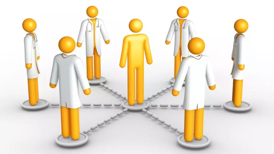 Patient in center of network of physicians.